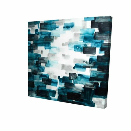 FONDO 32 x 32 in. Turquoise & Grey Squares-Print on Canvas FO2792888